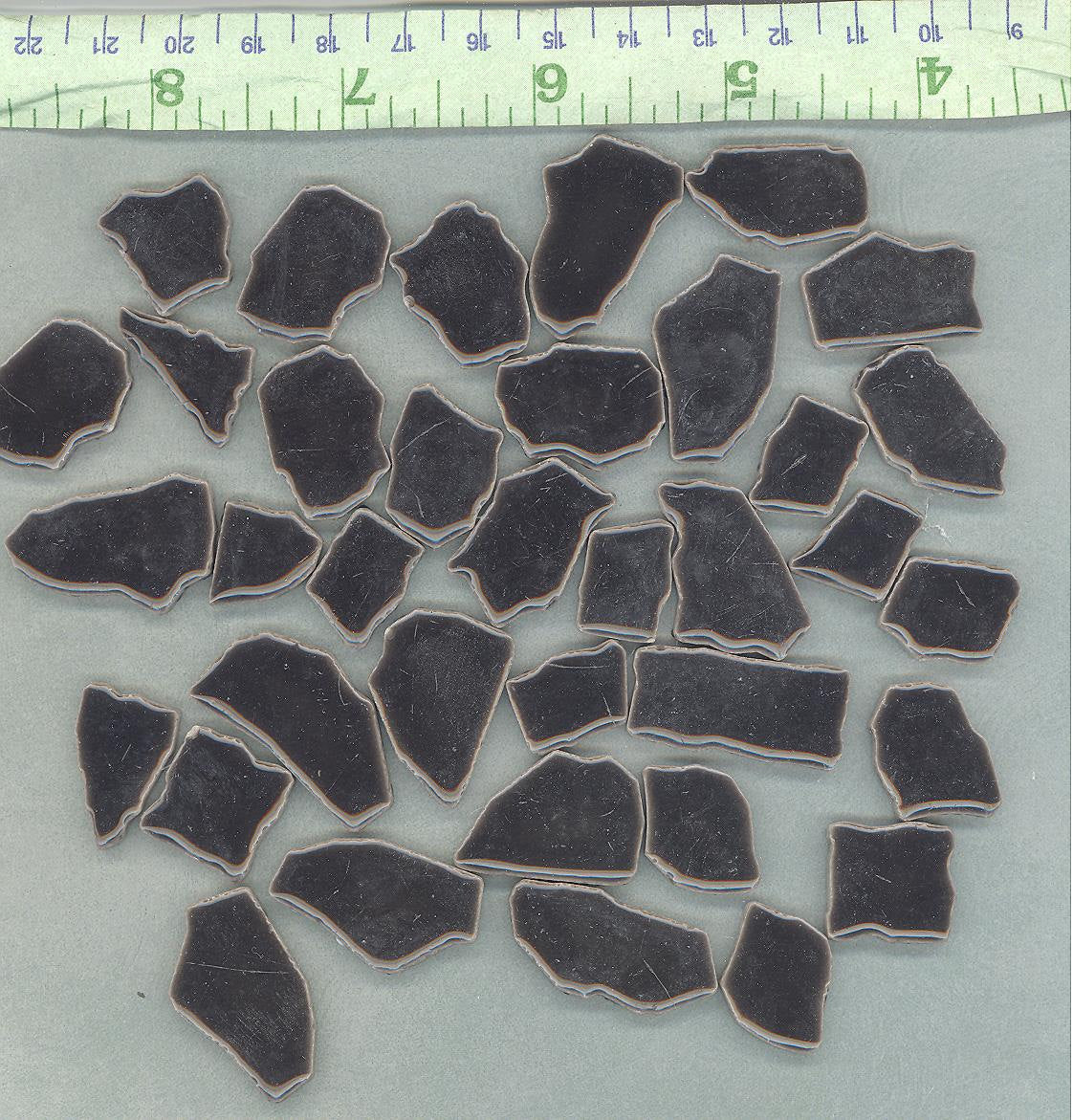 Shiny Black Mosaic Ceramic Tiles - Random Shapes - Half Pound - Assorted Sizes Jigsaw Pieces