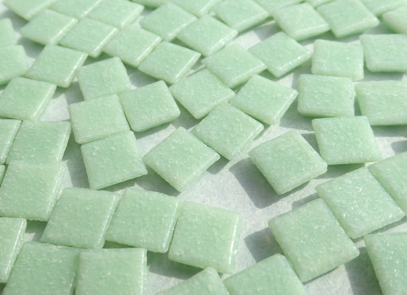 Light Green Vitreous Glass Tiles - 1 cm - Mosaic Tiles - 100 grams