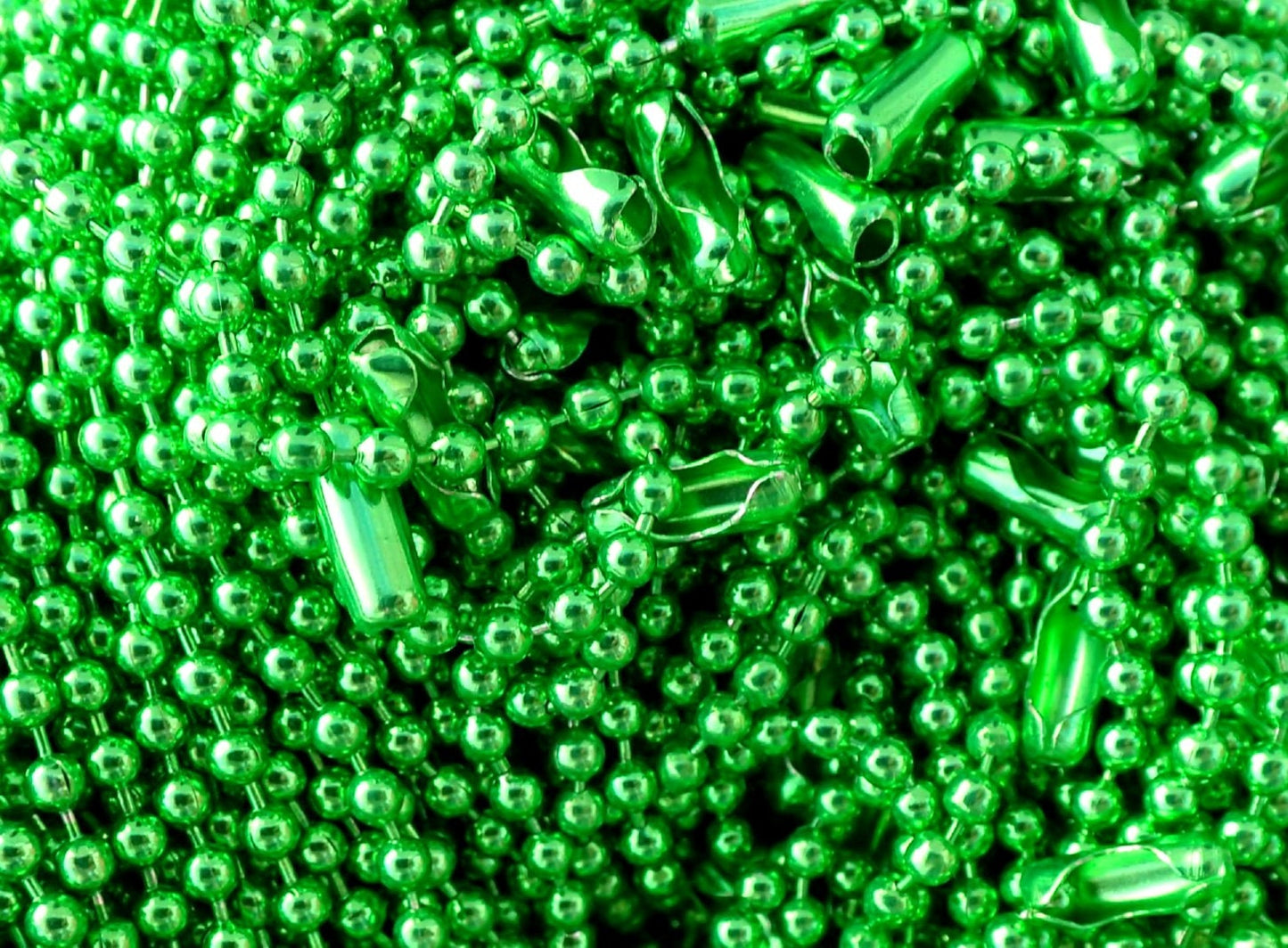 Light Green Ball Chain Necklaces - 24 inch - 2.4mm Diameter - Set of 10 Spring Green