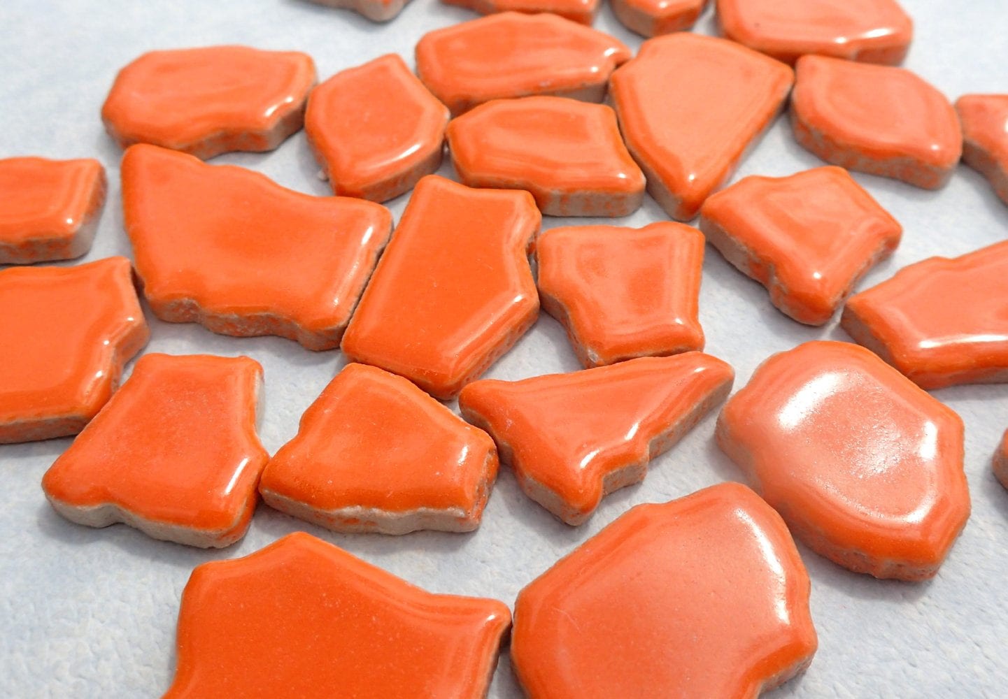 Orange Mosaic Ceramic Tiles - Random Shapes - Half Pound - Assorted Sizes Jigsaw Pieces