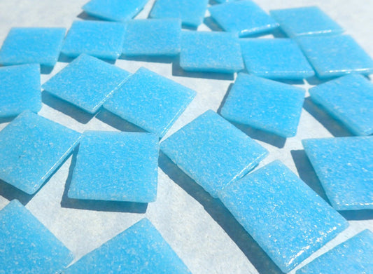 Light Blue Glass Mosaic Tiles Squares - 20mm - Half Pound of Sky Blue Vitreous Glass Tiles for Craft Projects - Approx 75 Tiles