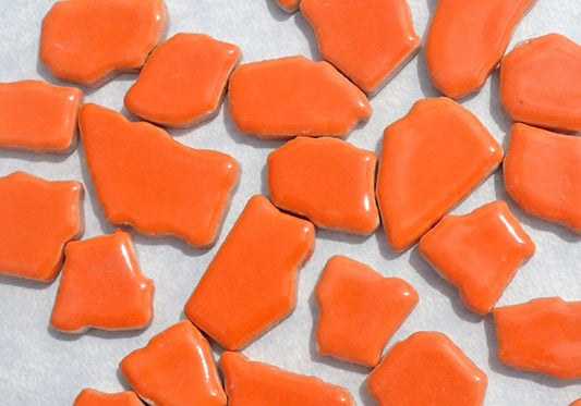 Orange Mosaic Ceramic Tiles - Random Shapes - Half Pound - Assorted Sizes Jigsaw Pieces