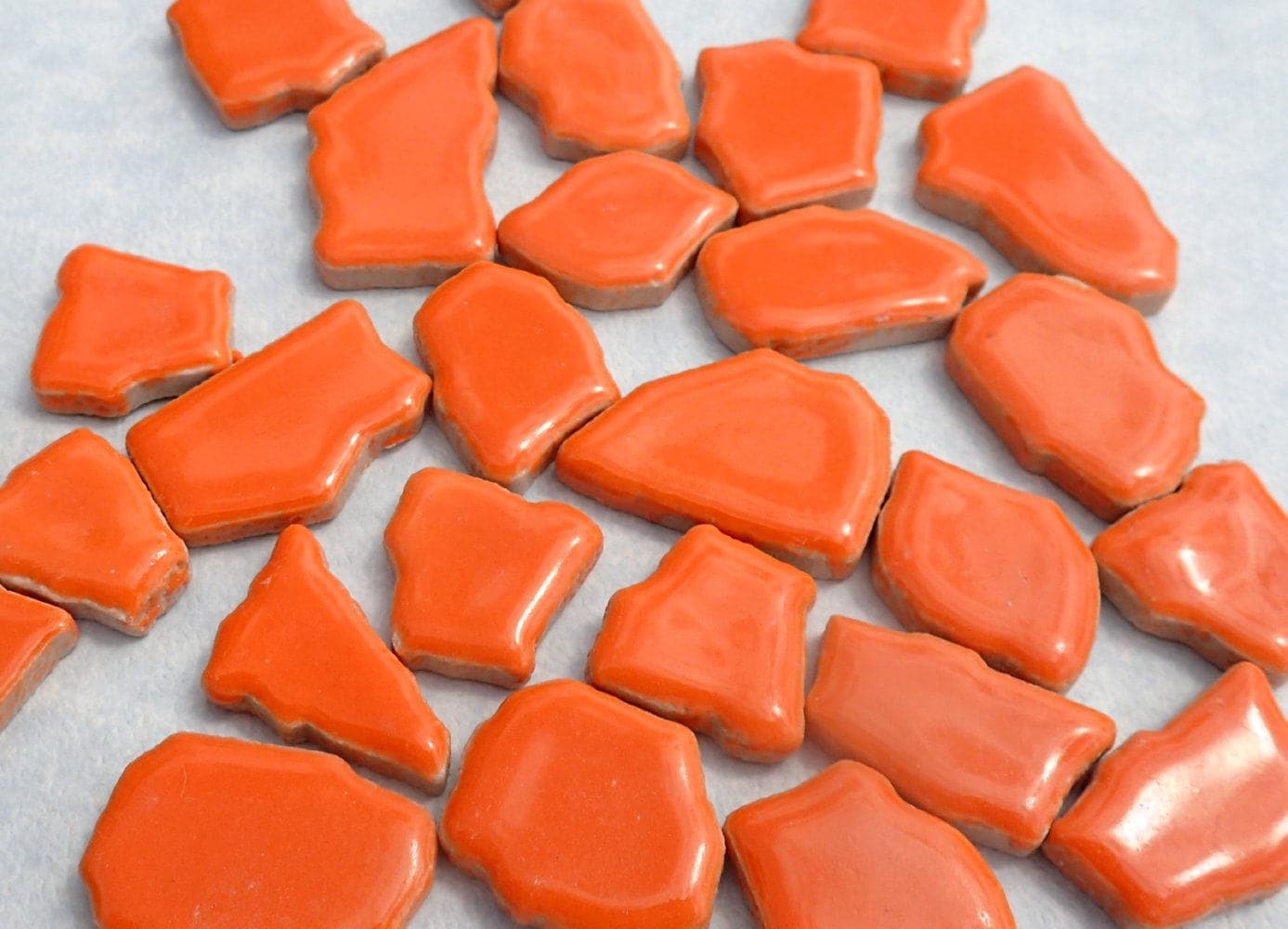 Orange Mosaic Ceramic Tiles - Random Shapes - Half Pound - Assorted Sizes Jigsaw Pieces