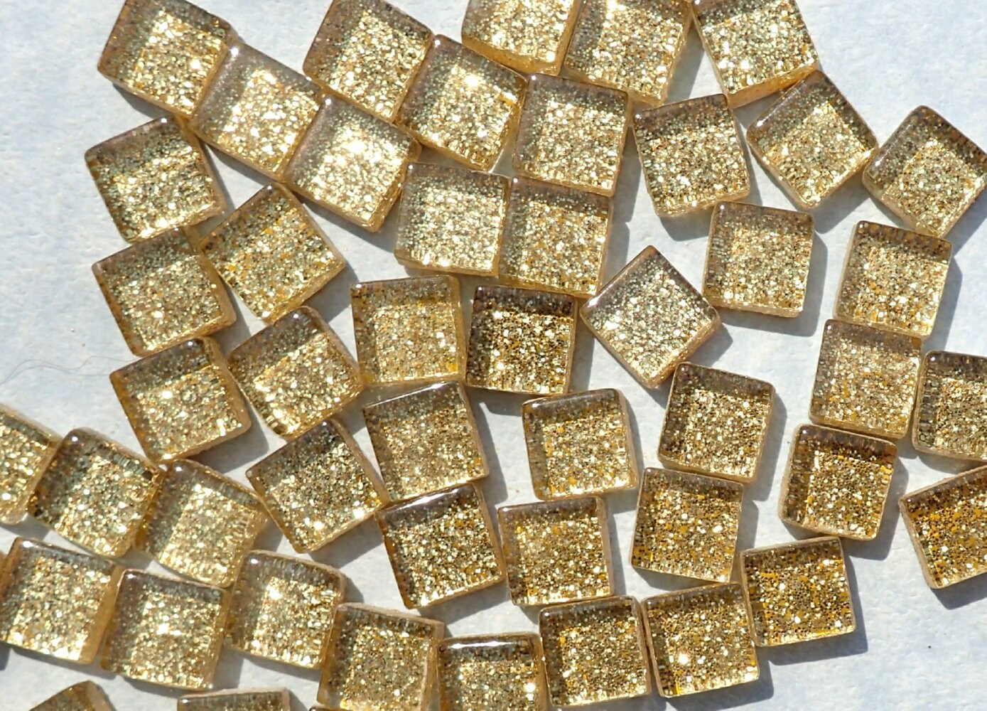 Gold Glitter Tiles - 1 cm - 100g Metallic - Over 100 Mosaic Glass Tiles