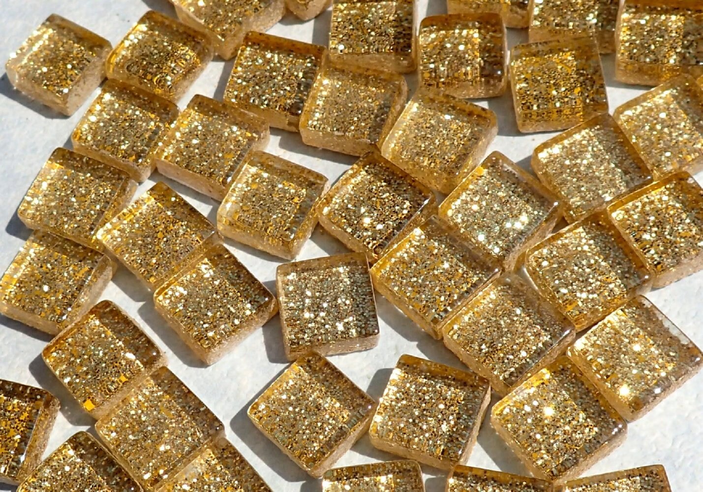 Gold Glitter Tiles - 1 cm - 100g Metallic - Over 100 Mosaic Glass Tiles
