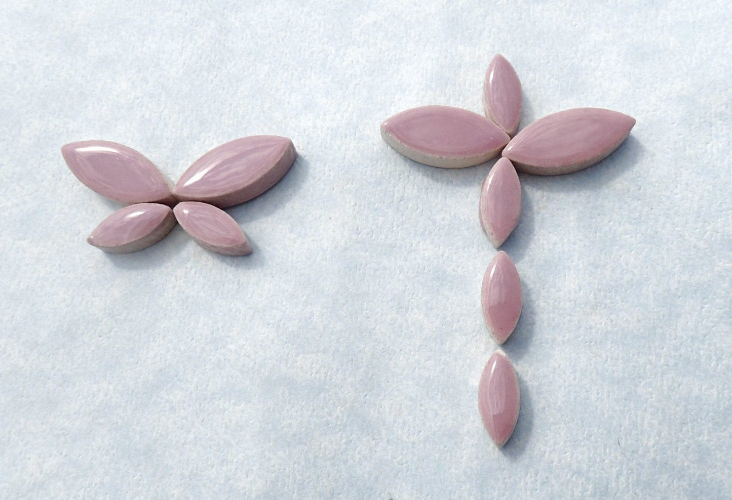 Lilac Petals Mosaic Tiles - 50g Ceramic Leaves in Mix of 2 Sizes 1/2" and 3/4"