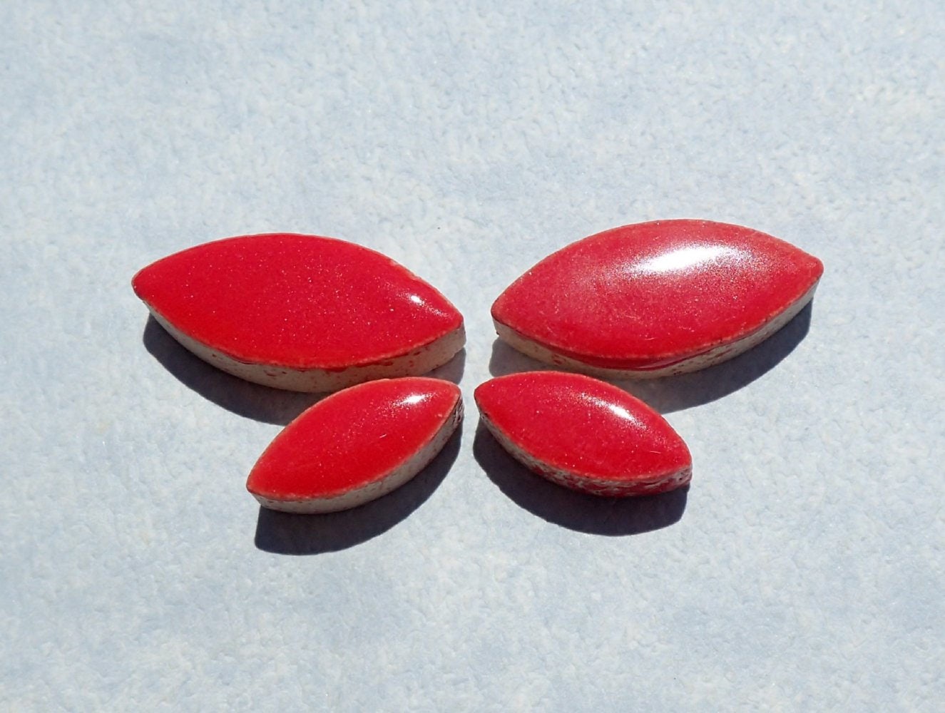 Bright Red Petals Mosaic Tiles - 50g Ceramic Leaves in 2 Sizes