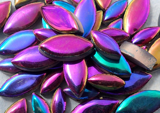 Colorful Metallic Petals Mosaic Tiles - 50g Ceramic Leaves in Mix of 2 Sizes 1/2" and 3/4" - Disco Lights