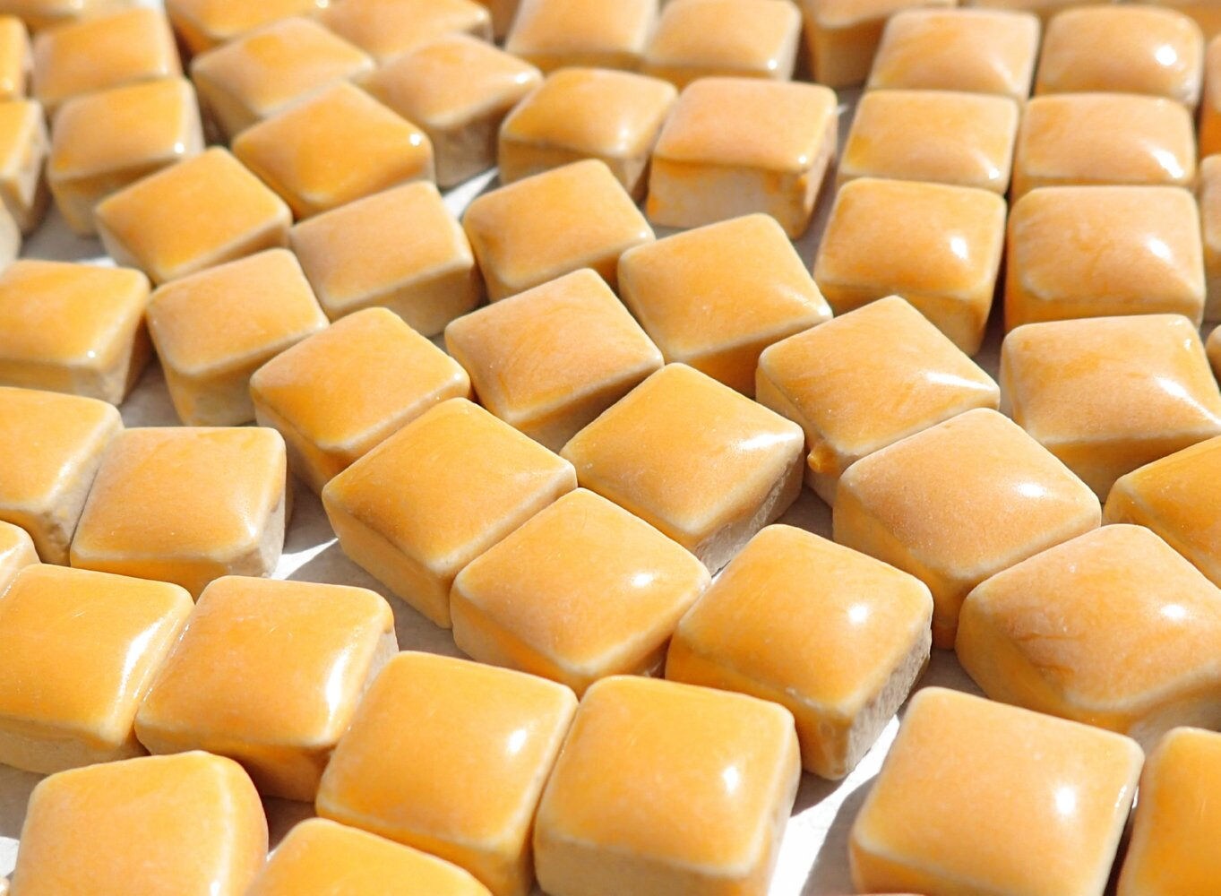 Orange Small Square Mosaic Tiles 1 cm Ceramic - Half Pound in Orange Creamsicle
