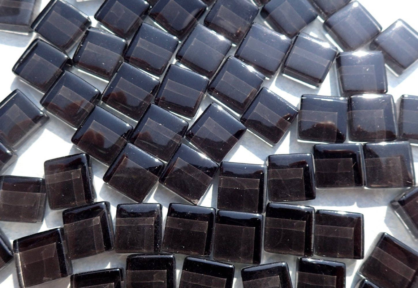 Dark Gray Glass Tiles - 1 cm - 100g - Over 100 Almost Black Crystal Mosaic Squares