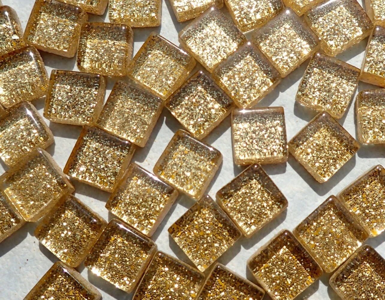 Gold Glitter Tiles - 1 cm - 100g Metallic - Over 100 Mosaic Glass Tiles