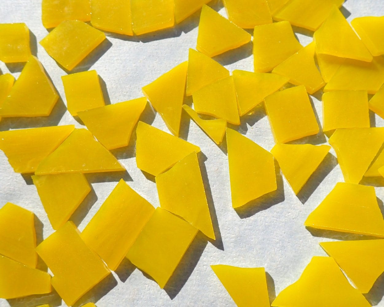 Stained Glass Mosaic Tiles in Sunshine Yellow - 1/2 Pound - 5-15 mm Various Shapes
