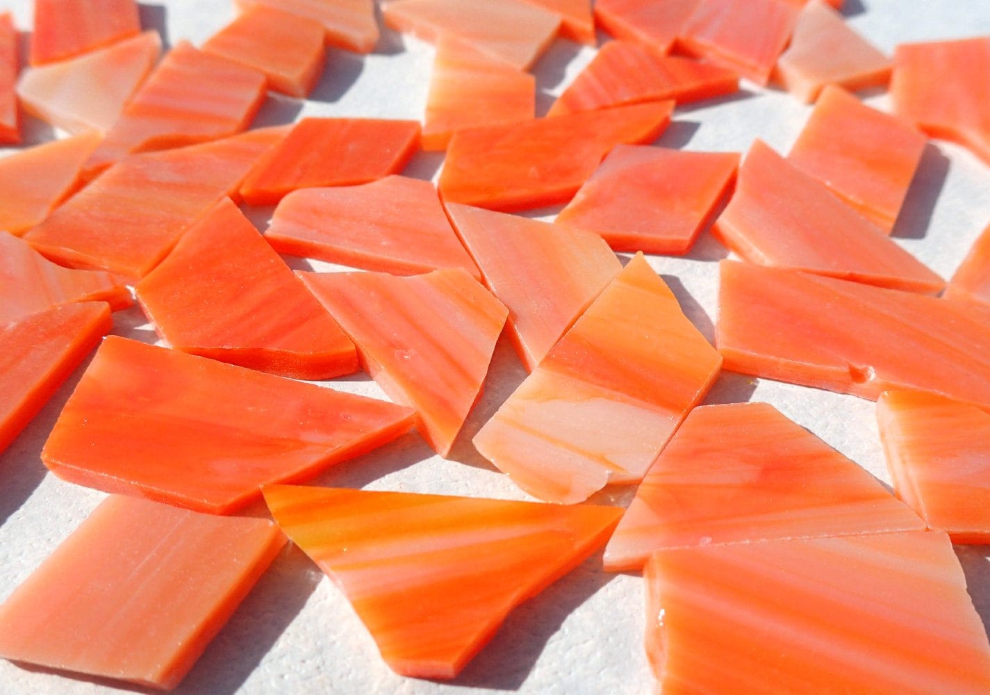 Stained Glass Mosaic Tiles in Orange Creamsicle - 1/2 Pound - 5-15 mm Various Shapes