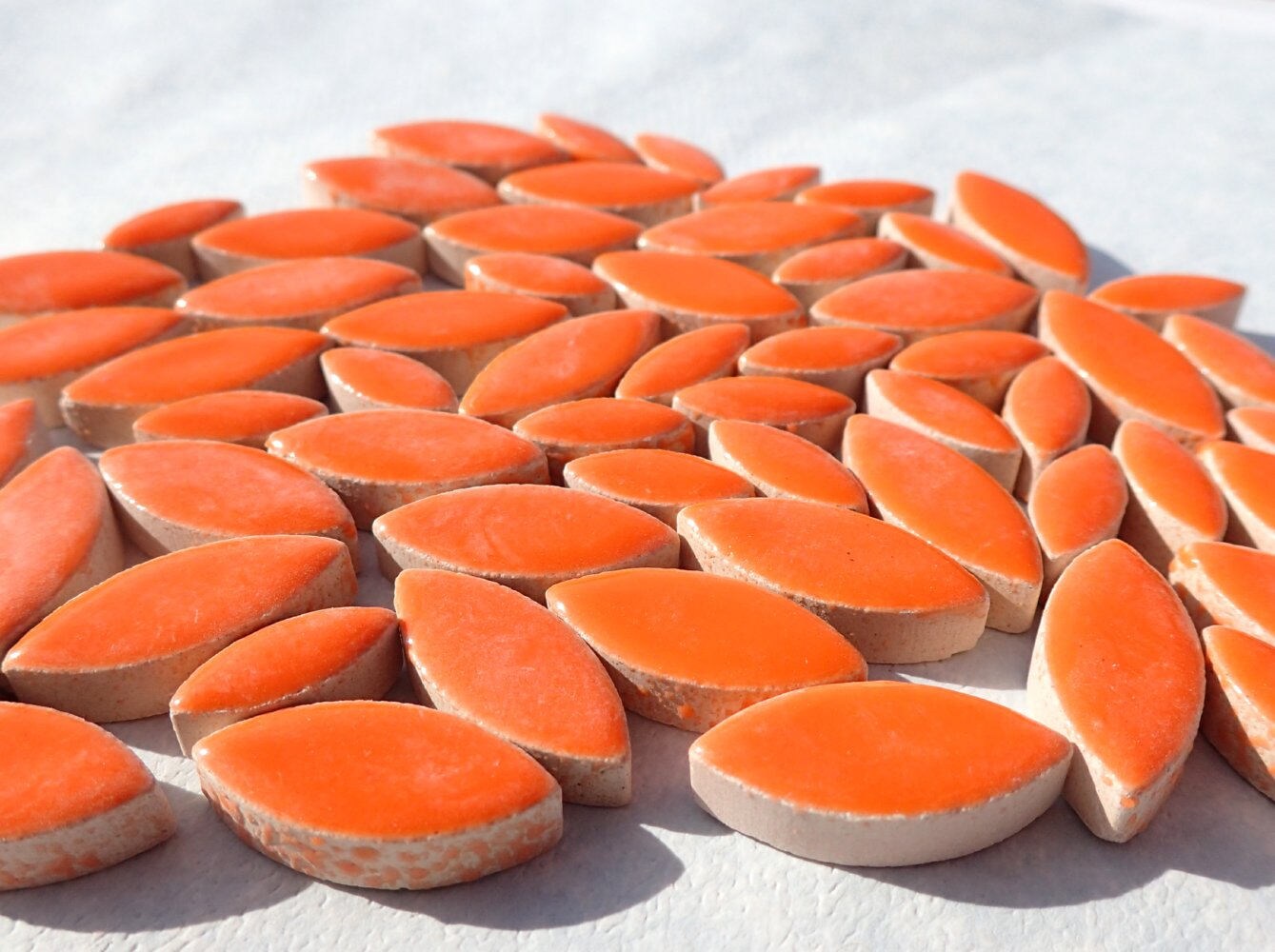 Orange Petals Mosaic Tiles - 50g Ceramic Leaves in Mix of 2 Sizes 1/2" and 3/4"