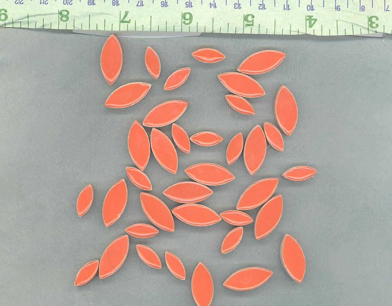 Orange Petals Mosaic Tiles - 50g Ceramic Leaves in Mix of 2 Sizes 1/2" and 3/4"