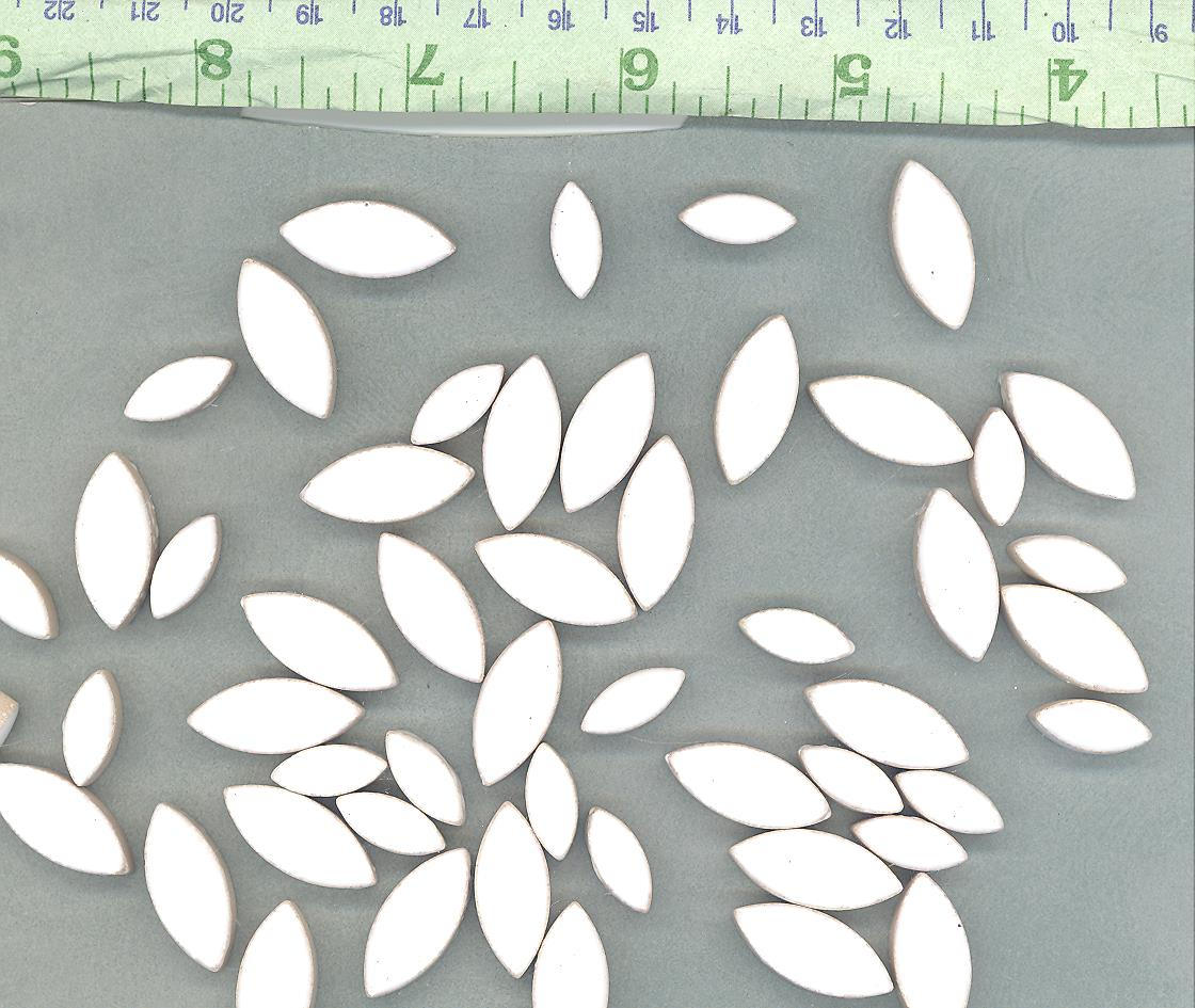 White Petals Mosaic Tiles - 50g Ceramic Leaves in Mix of 2 Sizes 1/2" and 3/4"