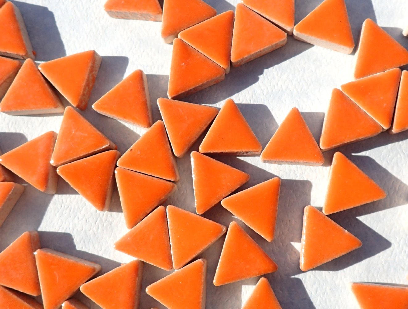 Orange Triangles Mosaic Tiles - 50g Ceramic - 15mm