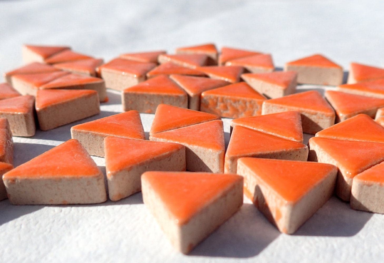 Orange Triangles Mosaic Tiles - 50g Ceramic - 15mm