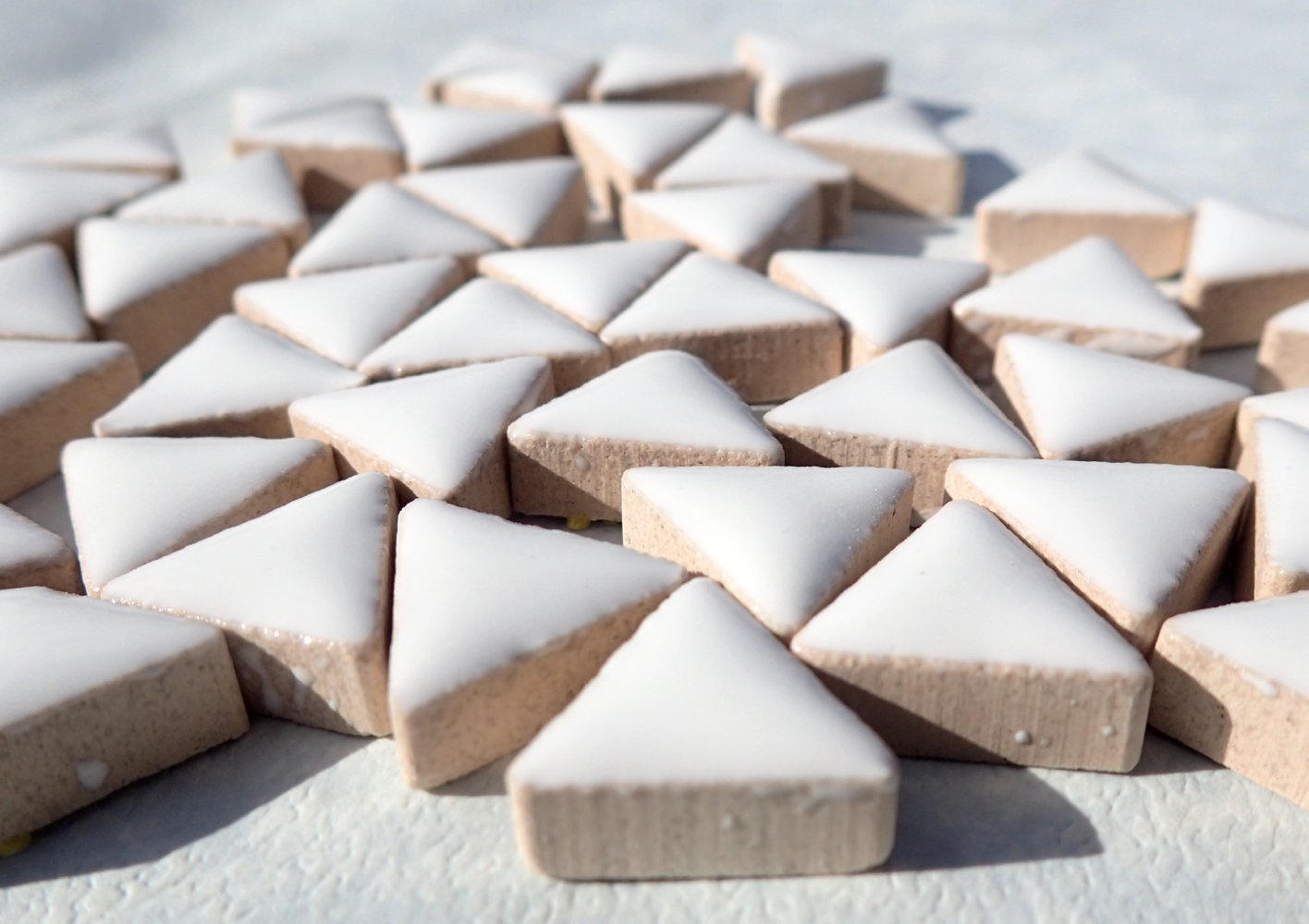 White Mini Triangles Mosaic Tiles - 50g Ceramic - 15mm