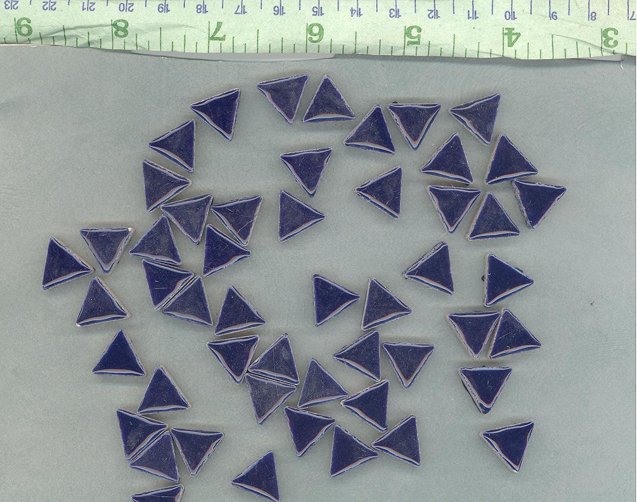 Dark Blue Mini Triangles Mosaic Tiles - 50g Ceramic - 15mm in Indigo