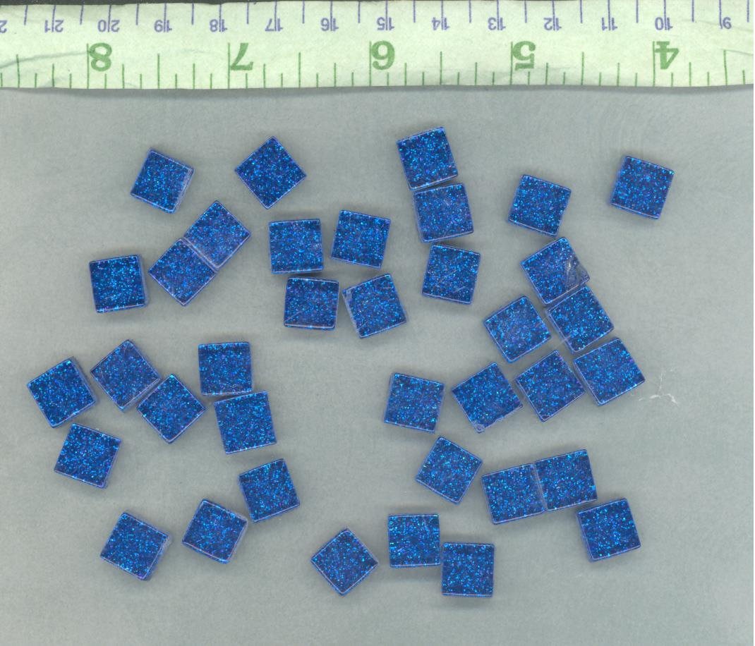 Blue Tiny Glitter Tiles - 1 cm - 100 Metallic Tiny Glass Tiles in Medium Blue