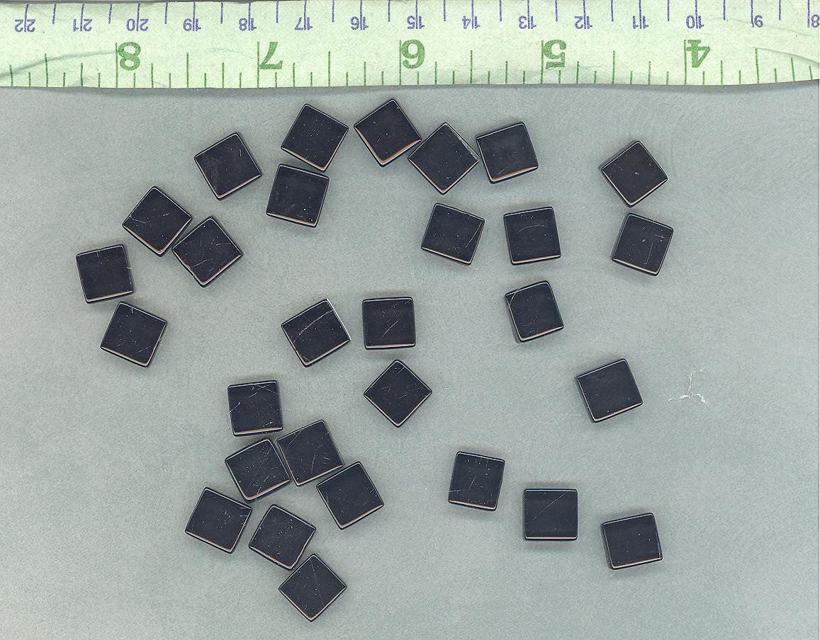 Dark Gray Glass Tiles - 1 cm - 100g - Over 100 Almost Black Crystal Mosaic Squares