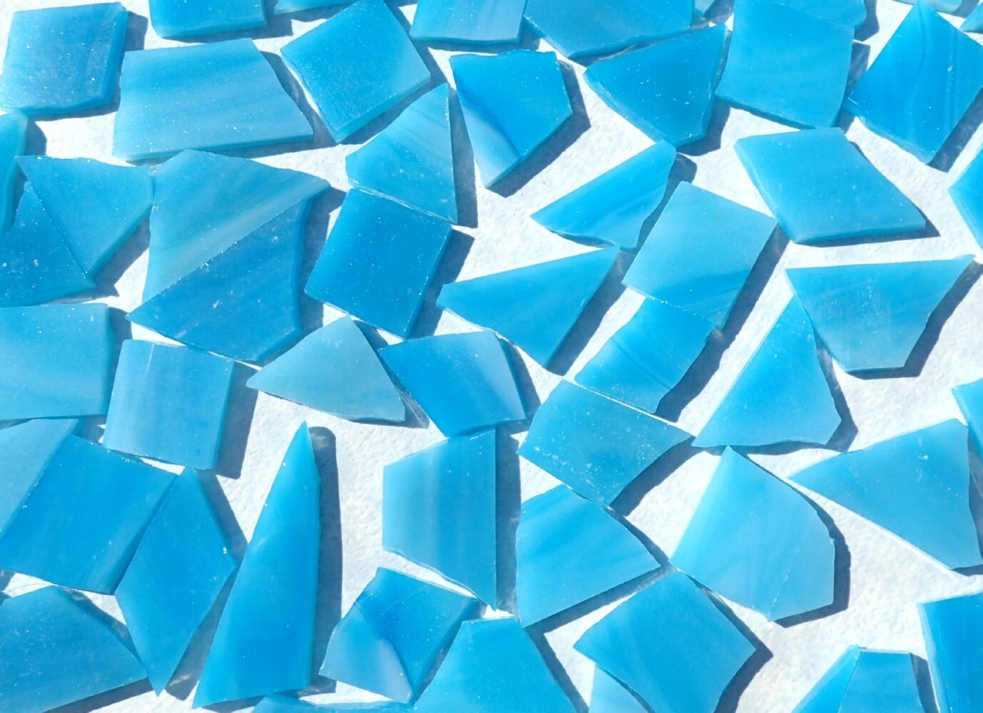 Stained Glass Mosaic Tiles in Caribbean Blue - 1/2 Pound - Tropical Blue Glass Tiles