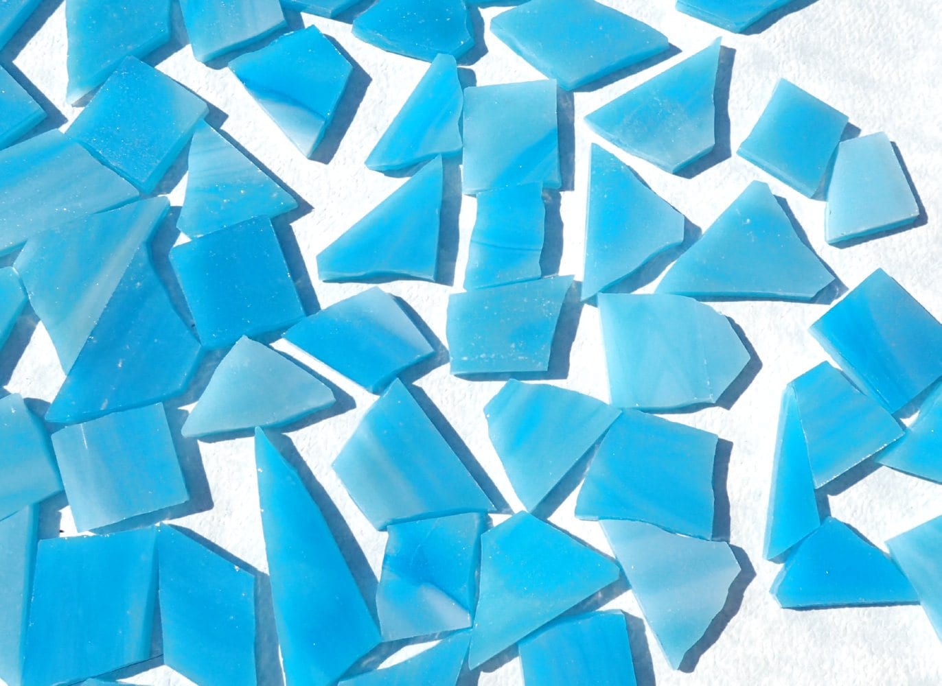 Stained Glass Mosaic Tiles in Caribbean Blue - 1/2 Pound - Tropical Blue Glass Tiles
