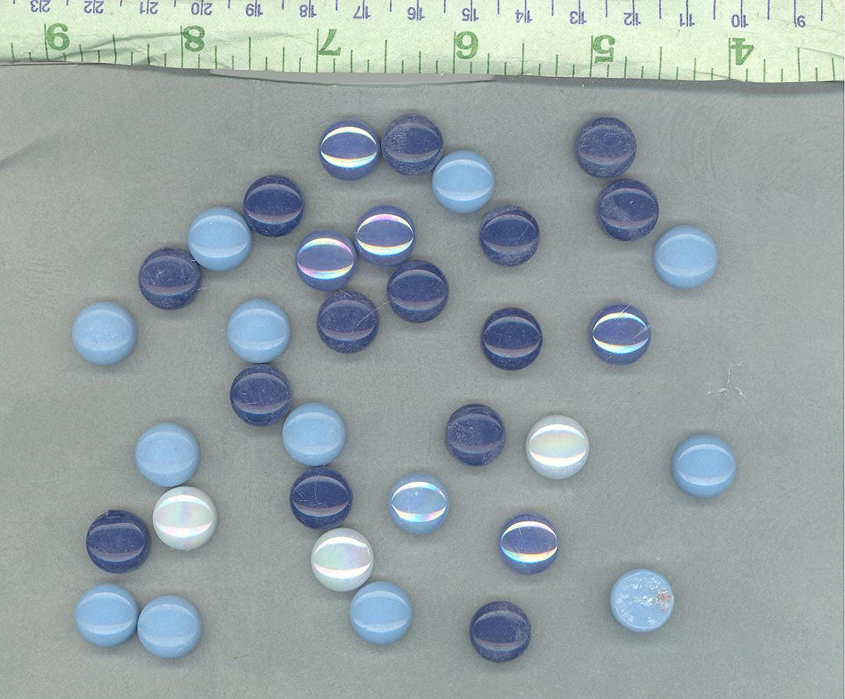 Got the Blues Mix Glass Drops Mosaic Tiles - 100 grams Vase Fillers - Mix of Gloss and Iridescent 12mm Glass Gems - Over 60 Tiles