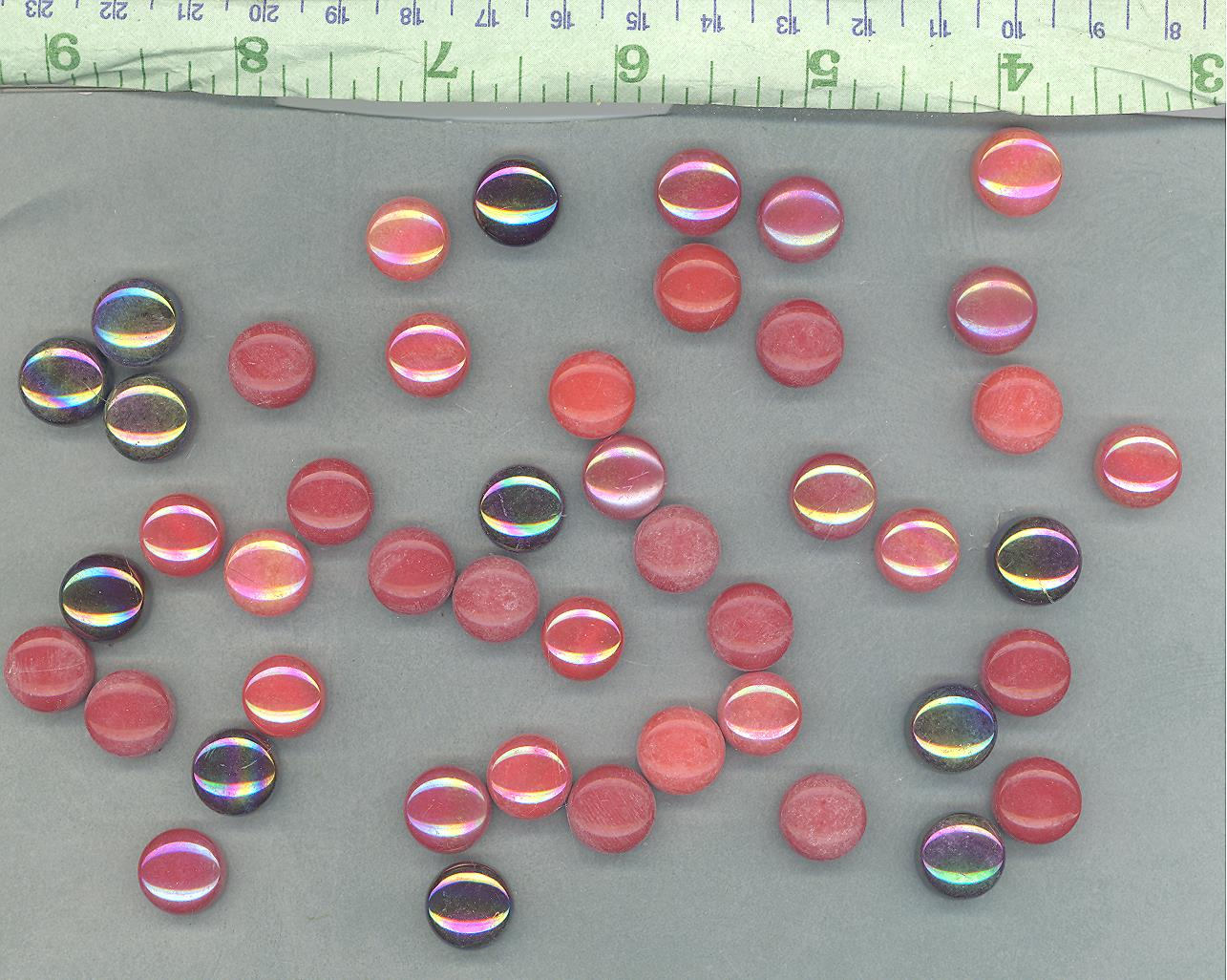 Red Mix Glass Drops Mosaic Tiles - 100 grams - Flat Marbles Mix of Gloss and Iridescent 12mm Glass Gems - Over 60 Tiles