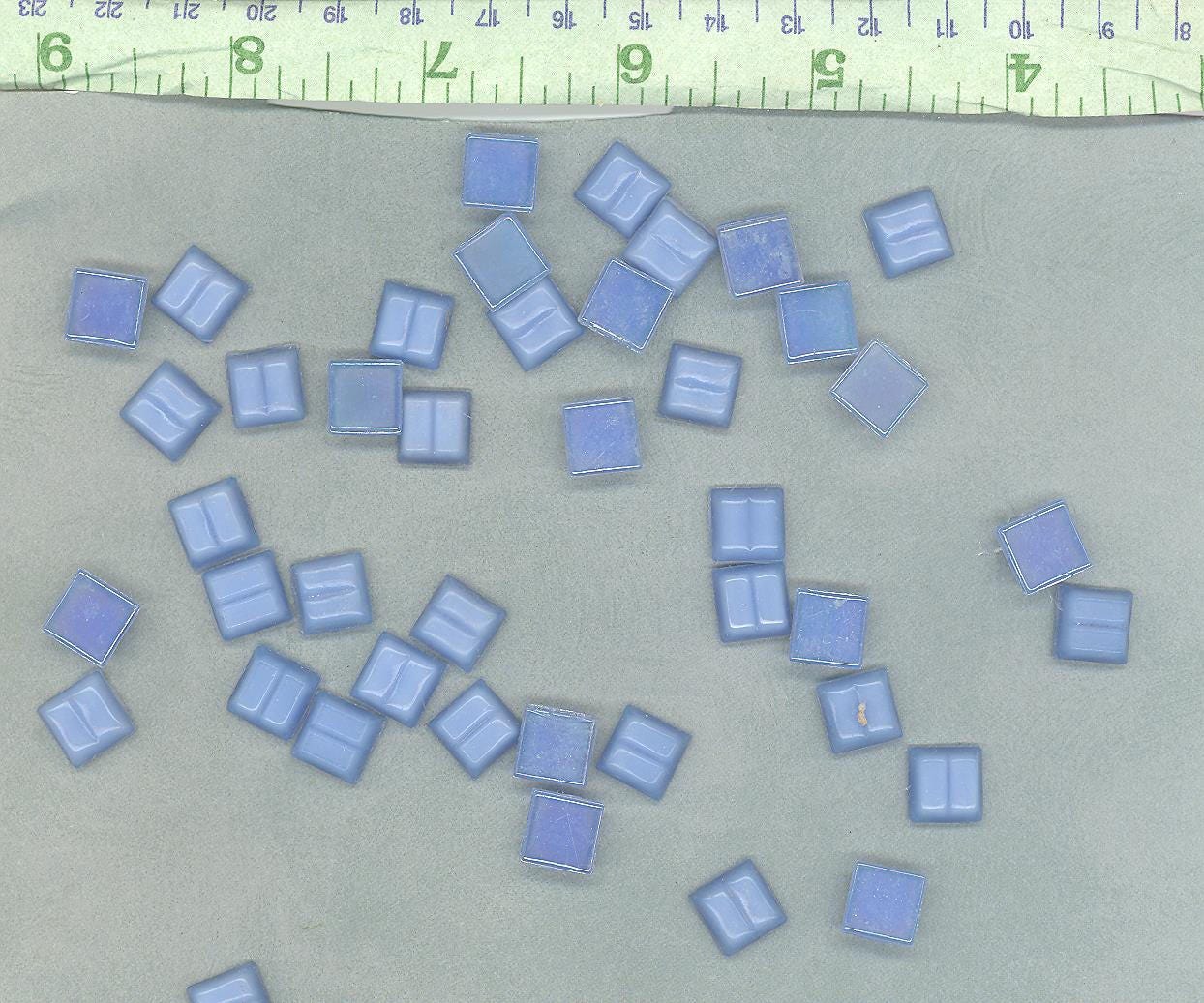 Sky Blue Iridescent Venetian Glass Tiles - 1 cm - Mosaic Tiles - 100 grams