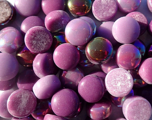 Berry Mix Glass Drops Mosaic Tiles - 100 grams - Mix of Gloss and Iridescent Glass Gems in Deep Purples - Over 60 Tiles