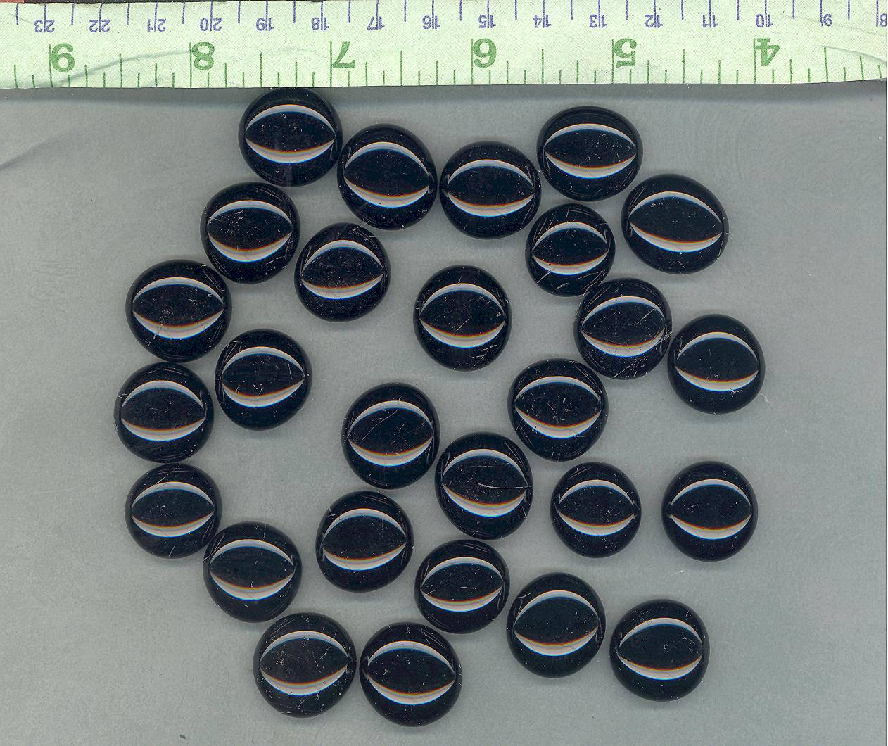 Black Glass Gems Mosaic Tiles - Set of 25 Shiny Ebony Vase Fillers Wedding Decor - 17-19 mm