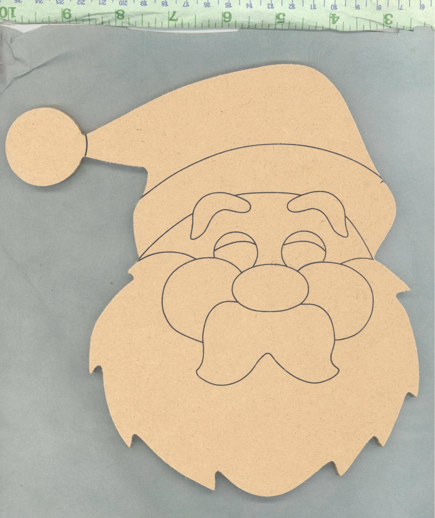 Santa Plaque - Use as a Base for Mosaics Decoupage or Decorative Painting - Unfinished MDF Thin Small 8 inch DIY Sign Christmas Saint Nick
