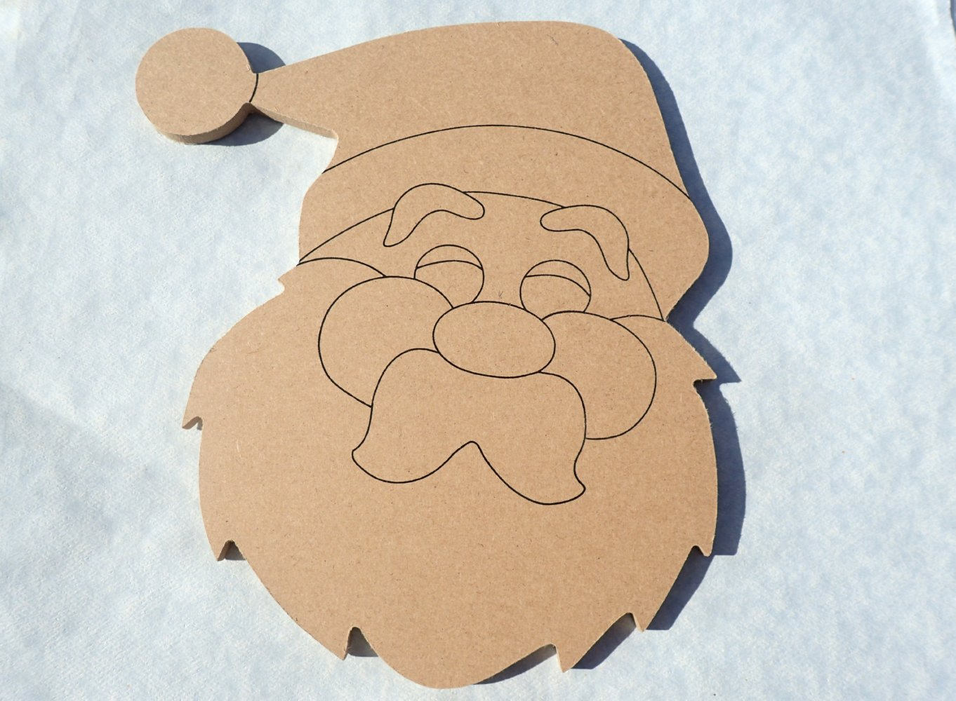 Santa Plaque - Use as a Base for Mosaics Decoupage or Decorative Painting - Unfinished MDF Thin Small 8 inch DIY Sign Christmas Saint Nick
