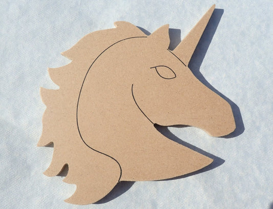 Unicorn Plaque - Unfinished MDF THIN 6 inch Sign DIY - Use as a Base for Mosaics Decoupage or Decorative Painting