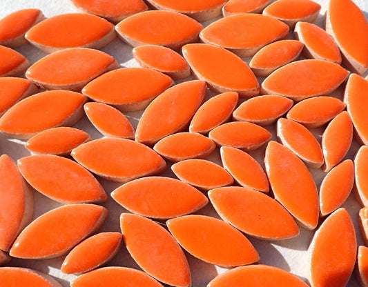 Orange Petals Mosaic Tiles - 50g Ceramic Leaves in Mix of 2 Sizes 1/2" and 3/4"