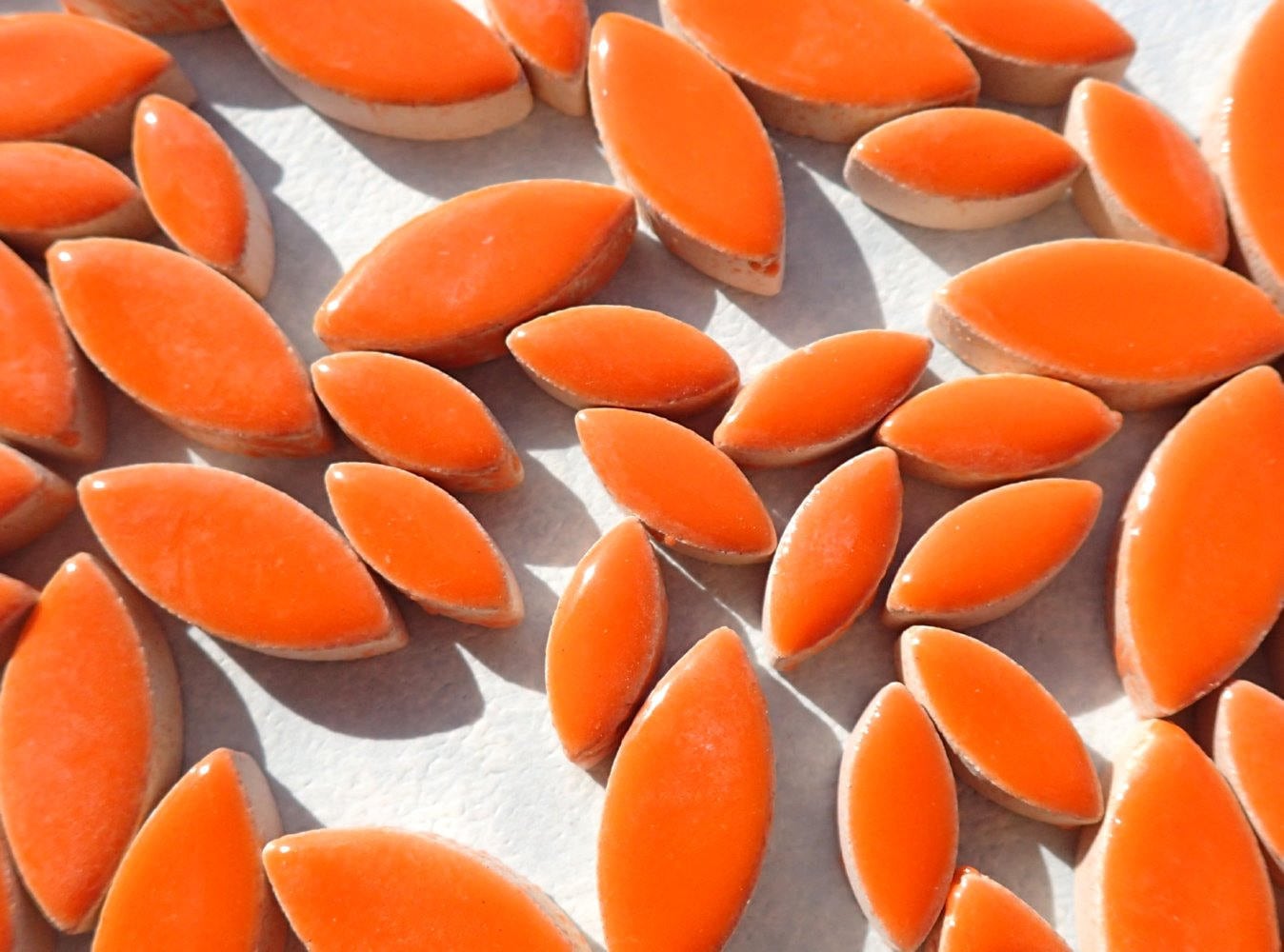 Orange Petals Mosaic Tiles - 50g Ceramic Leaves in Mix of 2 Sizes 1/2" and 3/4"
