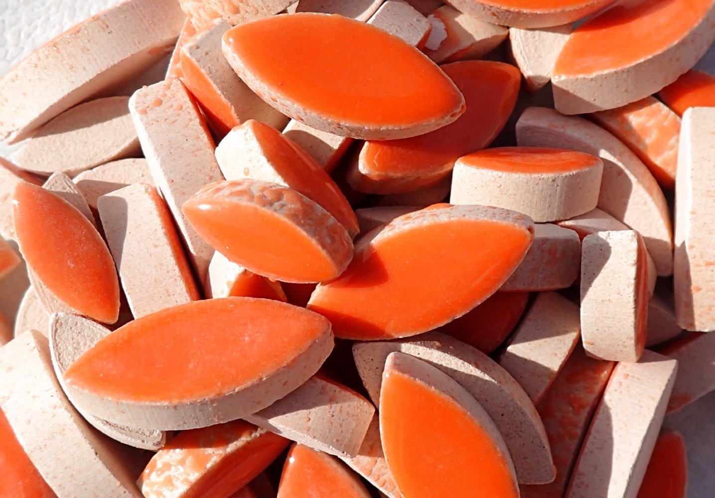 Orange Petals Mosaic Tiles - 50g Ceramic Leaves in Mix of 2 Sizes 1/2" and 3/4"
