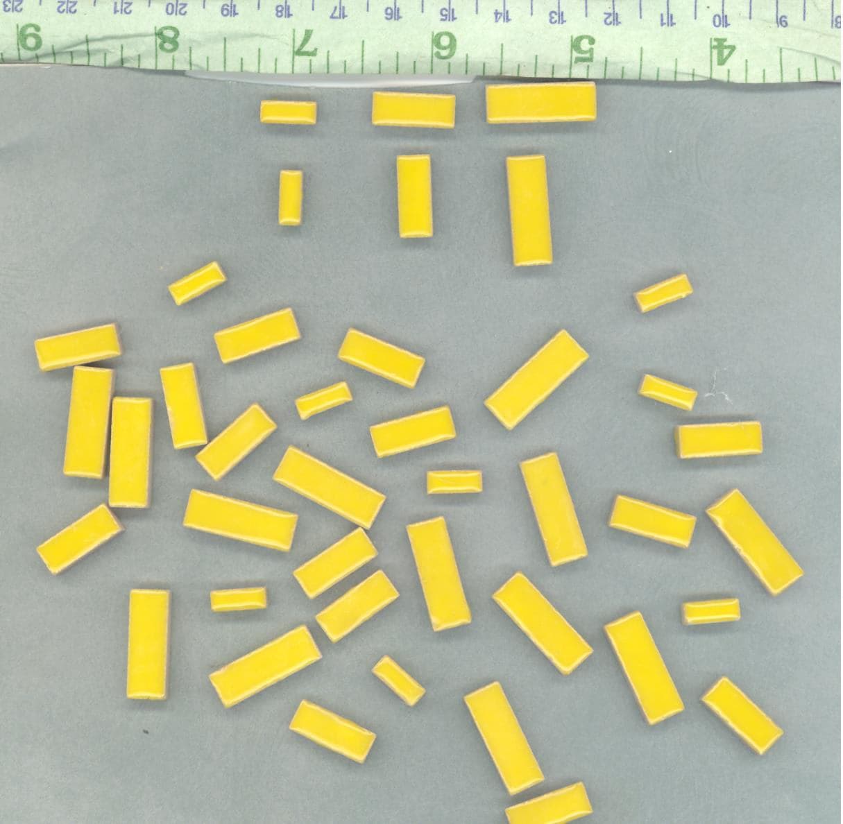 Lemon Yellow Mini Rectangles Mosaic Tiles - 50g Ceramic in Mix of 3 Sizes 3/8" and 5/8" and 3/4"