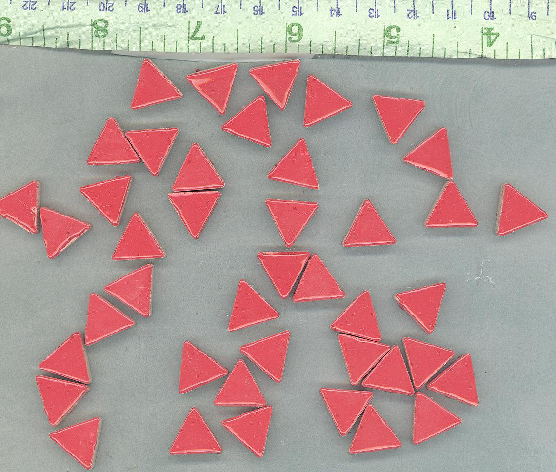 Bright Red Mini Triangles Mosaic Tiles - 50g Ceramic - 15mm in Lipstick Red