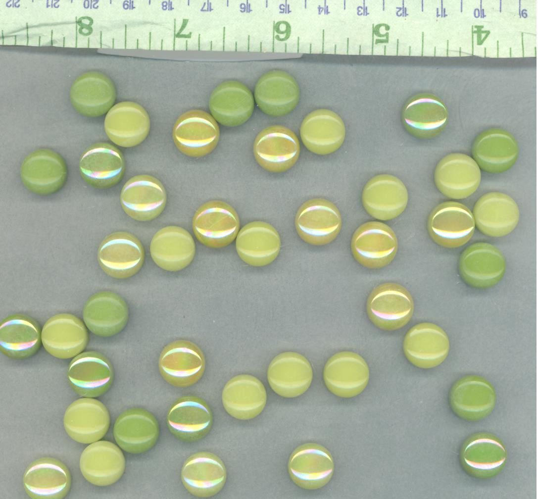 Spring Green Mix Glass Drops Mosaic Tiles - 100 grams - Mix of Gloss and Iridescent 12mm Glass Gems Light Green Yellow - Over 60