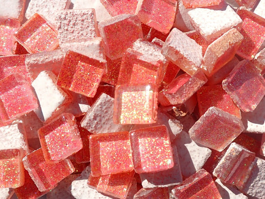 Bubblegum Pink Glitter Tiles - 1 cm - 100g - Over 100 Metallic Glass Tiles