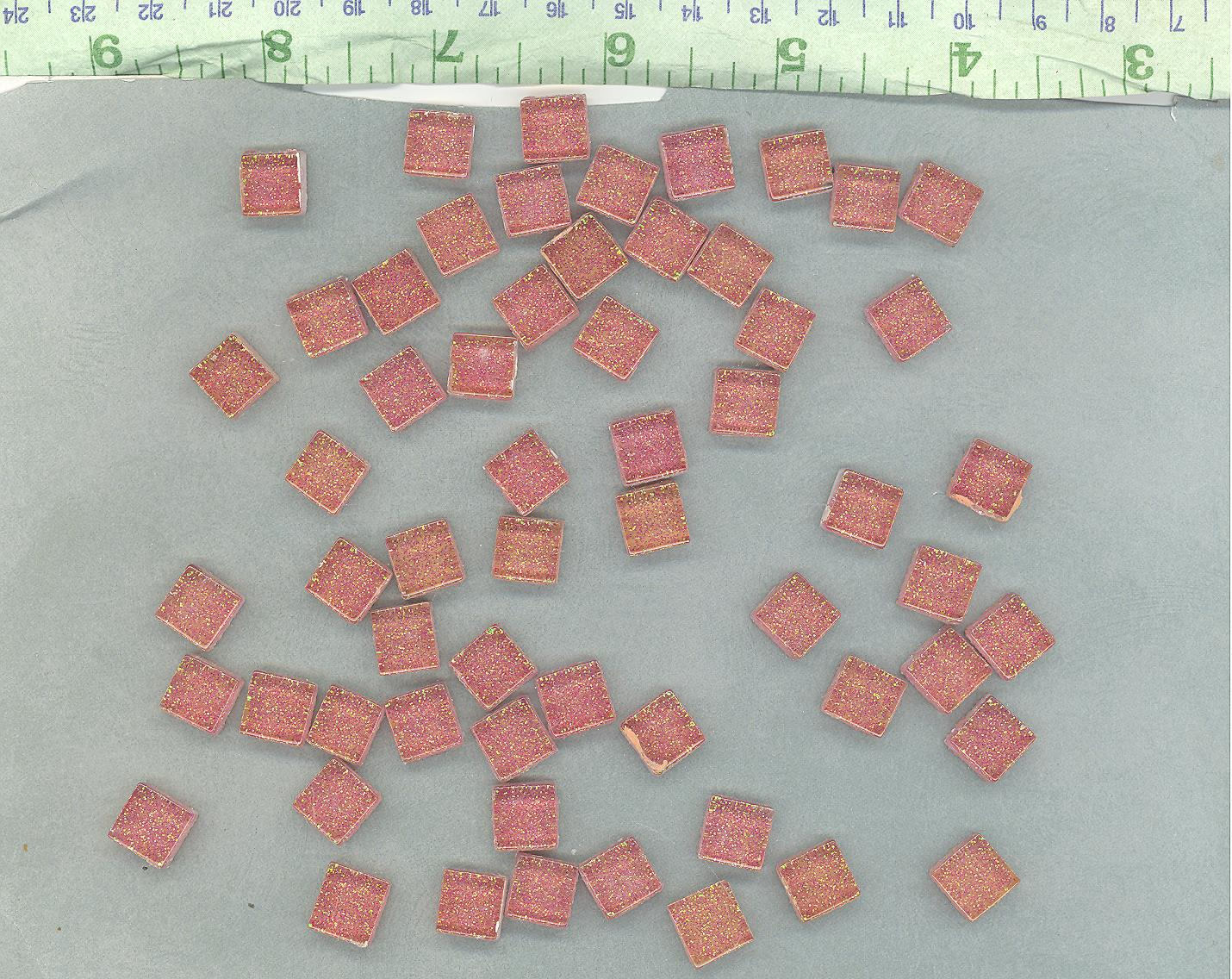 Bubblegum Pink Glitter Tiles - 1 cm - 100g - Over 100 Metallic Glass Tiles