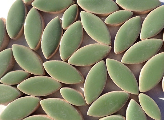 Jade Green Petals Mosaic Tiles - 50g Ceramic Leaves in Mix of 2 Sizes 1/2" and 3/4" - Make Flowers and Leaves