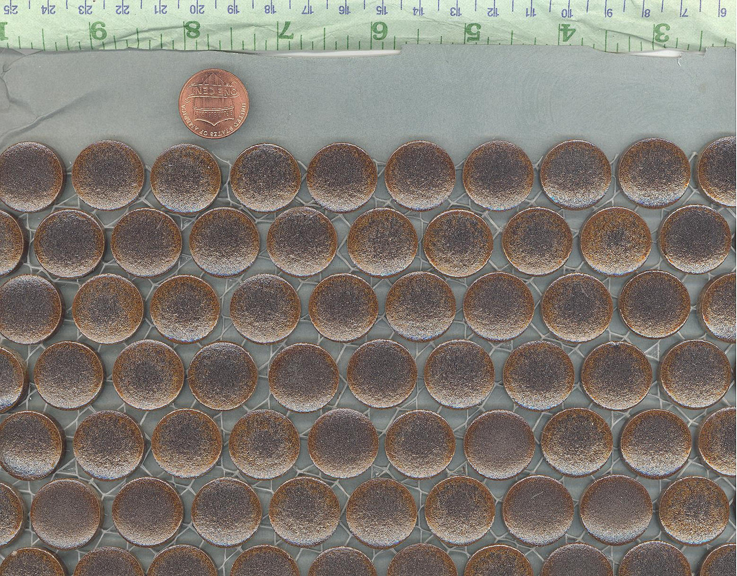 Bronze Ceramic Tiles - Round Mosaic Tiles - 2 cm or .75 inch - 25 Tiles - Penny Rounds