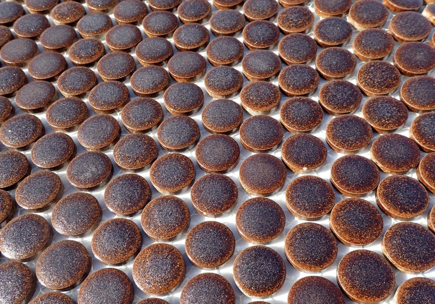 Bronze Ceramic Tiles - Round Mosaic Tiles - 2 cm or .75 inch - 25 Tiles - Penny Rounds