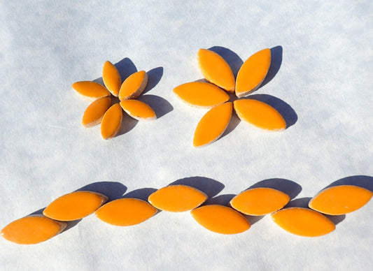 Ochre Petals Mosaic Tiles - 50g Ceramic Leaves in Mix of 2 Sizes 1/2" and 3/4" - Curry