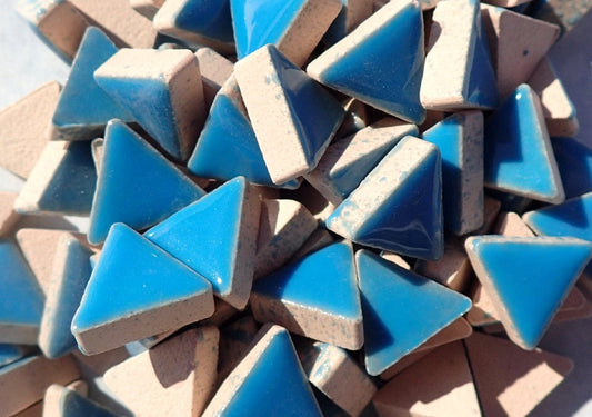 Mediterranean Blue Mini Triangles Mosaic Tiles - 50g Ceramic - 15mm in Thalo Blue