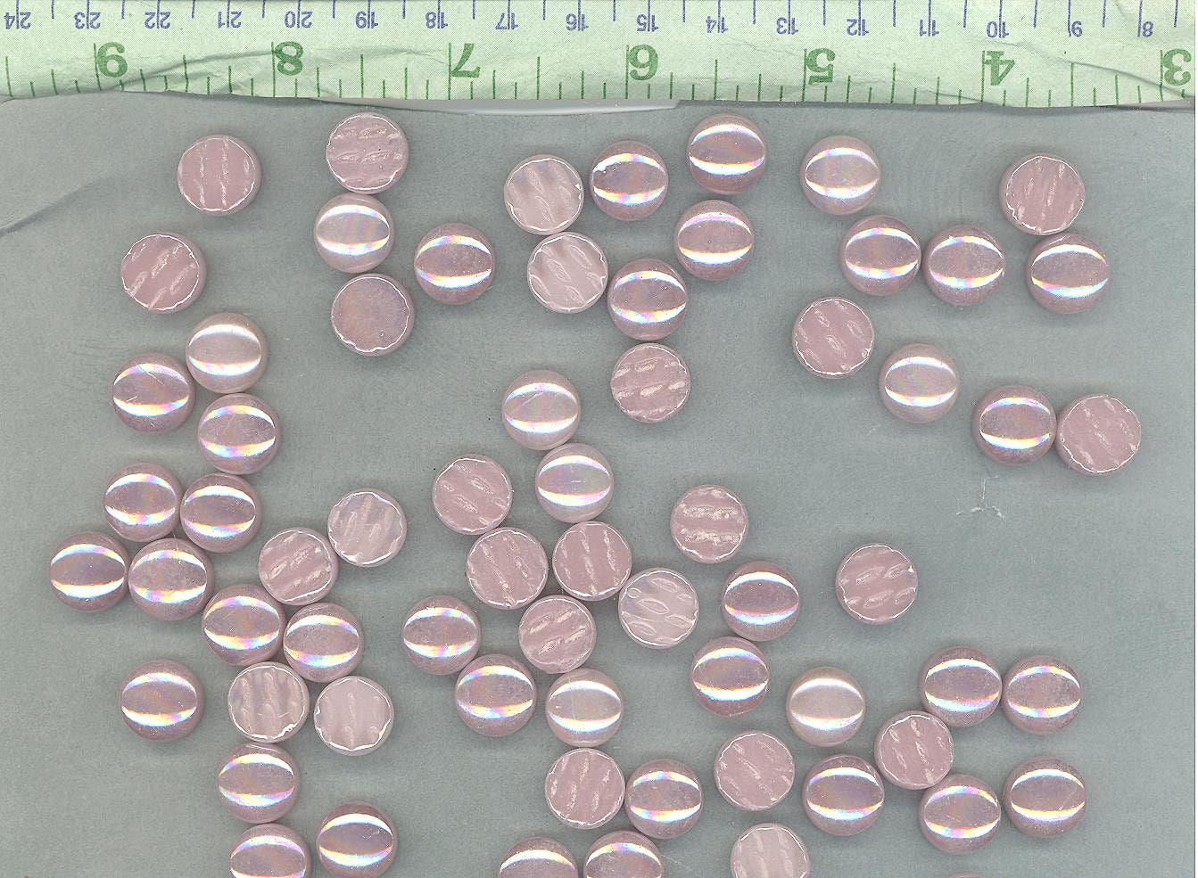 Pale Pink Iridescent Glass Drops Mosaic Tiles - 100 grams Glass Gems - Over 60 Tiles